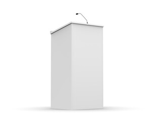 Blank podium speech stand mockup template, 3d illustration.