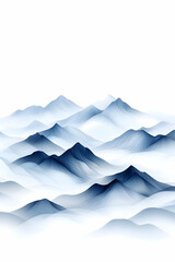 Obraz premium Misty Blue Mountainscape, serene digital art