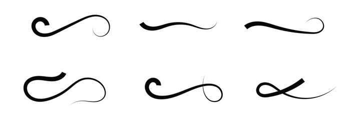 Swash and swooshes tails. Retro swishes and swashes for athletic typography, logos, baseball font. Set of hand lettering underlines lines. Vector underline stroke. Design concept element in eps 10.