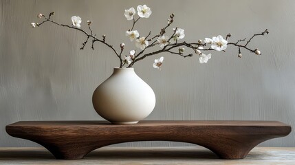 A simple wooden display stand, adorned with a single, elegant vase, stands as a minimalist centerpiece, inviting contemplation and appreciation for the art of understated elegance.