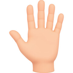  A 3D rendered image of a prosthetic human hand, depicted in a smooth, skin-tone finish. The model highlights the hand's realistic shape and detail, showing all five fingers and a lifelike appearance.