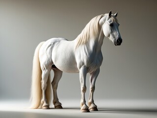 Obraz premium Majestic white horse standing in studio