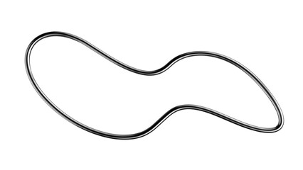 Metallic squiggle line shape isolated. Futuristic metal wavy line design element, abstract long metal curve 3d rendering