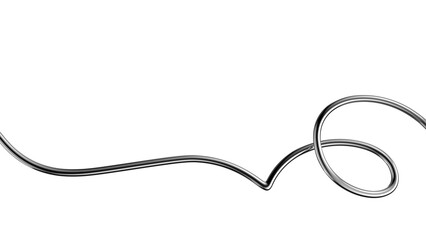 Metallic squiggle line 3D shape isolated. Futuristic chrome wriggling line banner, abstract tangled curve