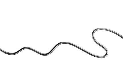 Metallic wavy squiggle line 3D shape isolated. Futuristic chrome wriggling line banner, abstract tangled curve