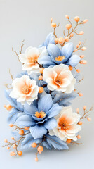 Pastel floral arrangement, studio backdrop