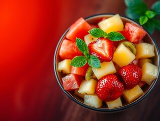 Photograph of a Healthy Fruit Salad, Featuring a Colorful Mix of Fresh, Ripe Fruits for a Nutritious and Refreshing Snack or Meal – dessert stock-image