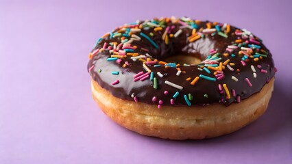 Delicious Chocolate Donut with Sprinkles Sweet Treat Bakery Pastry Food