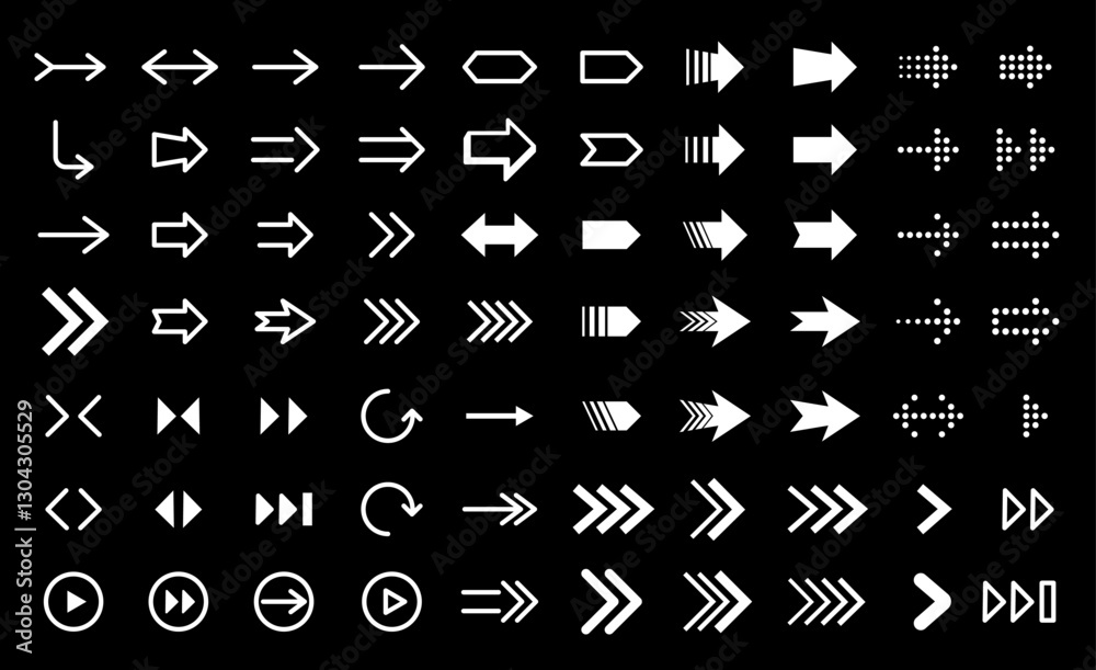 Poster collection different arrow set. circular rotation loading elements, redo process. collection differe