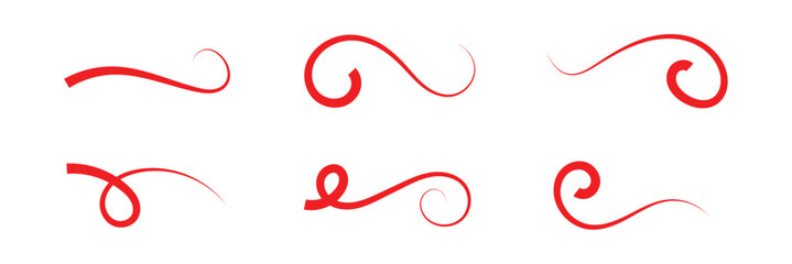Swoosh, swash underline stroke set. Hand drawn swirl swoosh underline calligraphic element. Vector illustration. Vector stroke line lettering underlines collection in eps 10.