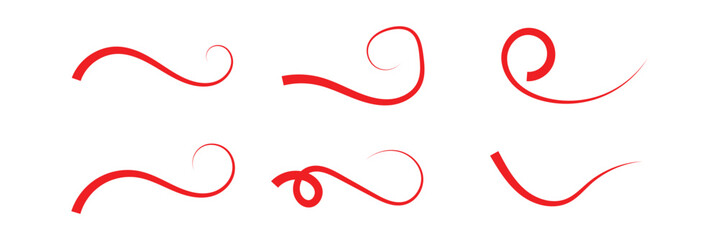 Swoosh, swash underline stroke set. Hand drawn swirl swoosh underline calligraphic element. Vector illustration. Vector stroke line lettering underlines collection in eps 10.