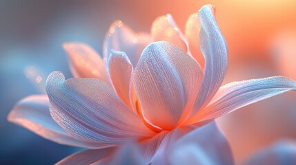 A delicate water lily, its petals unfurling like a sleeping beauty, emerged from its watery slumber, bathed in the ethereal glow of the rising sun.