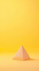 Geometric Pyramid: A simple yet elegant orange geometric pyramid sits on a vibrant yellow surface, casting a soft shadow. A minimalist display of form and color.