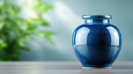 This image presents a classic blue pottery piece that evokes a sense of calmness and style, ideal for enhancing the ambiance of modern living spaces.