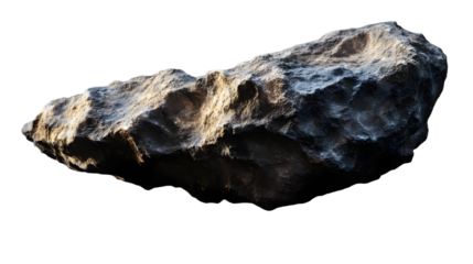Gigantic asteroid floating in deep space, cosmic rock formation, cut out on transparent background