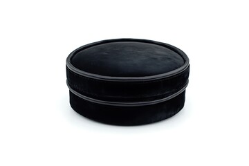 Black velvet round box on white background