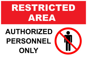 Restricted area authorized personnel only symbol No access, no entry, prohibition sign with man icon for graphic design, logo, web site, social media, mobile app, ui illustration