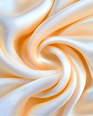 Swirling Peach Silk Fabric Drape Close-Up