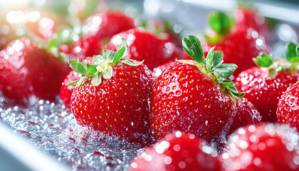 Washing Fresh Strawberries in Industrial Facility