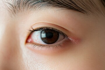 Obraz premium Close-up view of a human eye indoor environment photography intimate perspective exploring human emotions