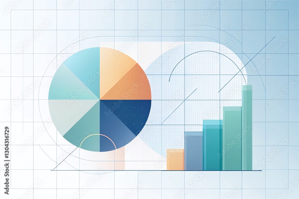 Poster abstract data visualization template: clean grid, precise shapes for info presentation