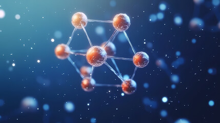 Orange Molecular Structure with White Lines