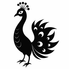 Set of peacock silhouette characters with vector illustration