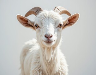 Fototapeta premium White goat portrait with horns