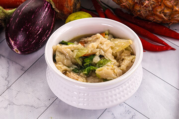 Chinese wonton soup with dumplings