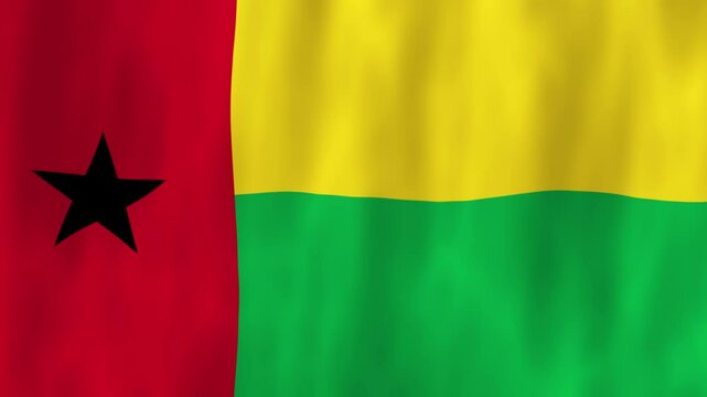 Guinea-Bissau flag country animation 3D symbol design waving in wind movement national patriotism world culture emblem banner republic West Africa black star red yellow green