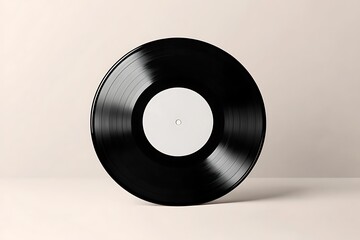 Obraz premium Blank Vinyl Record on Beige Background