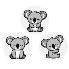 Naklejka premium Cute Koala Cartoon Characters