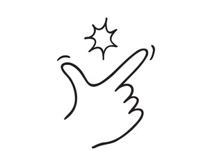 snapping finger doodle hand drawn icon. Outline drawing snapping finger line clipart symbol