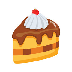 Showing 3d style icon of cake slice with creamy topping on it