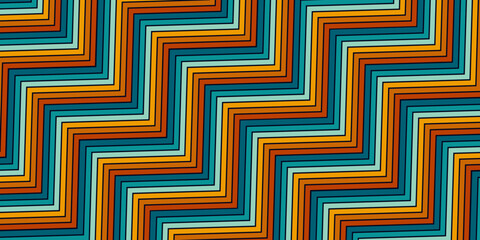 Retrofuturism poster design in trendy retro line style. Modern art poster retro vintage style 70s stripes background template lines shapes vector design.