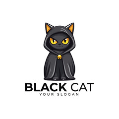 Mystical Black Cat Vector Logo – Enchanting Feline Mascot for Branding, Magic, and Halloween Designs