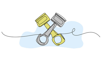 Vector illustration of a mechanical piston. Modern flat in continuous line style.