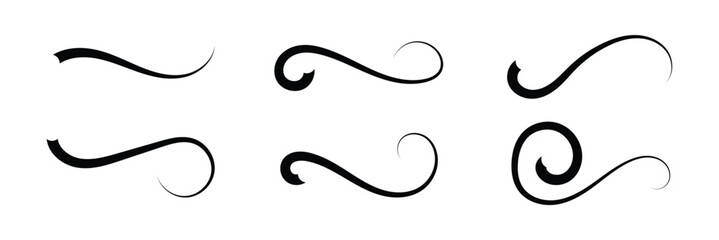 Set of Swoosh vector. Hand drawn swoosh elements, and swoop underline typography tails shape in flat styles. Set of ribbons. Design concept element collection in eps 10.