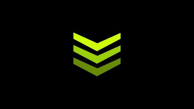 Neon glowing abstract down business arow 4k animation.