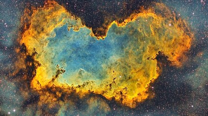 Vibrant Nebula with Colorful Gas Clouds and Twinkling Stars in Deep Space