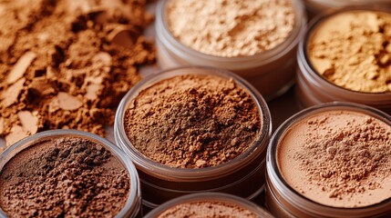 A symphony of warm brown hues, each a delicate whisper of finely ground powders, ready to transform and elevate.