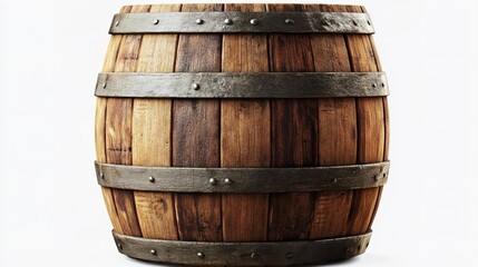 Obraz premium Wooden oak barrel isolated on white background.