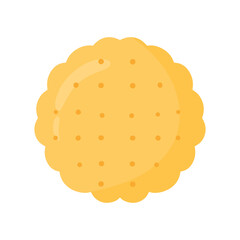 Round Cracker Biscuit Snack Food in Cute Cartoon Vector Illustration