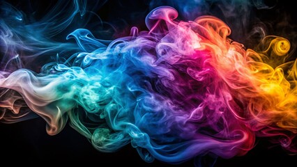 Obraz premium Abstract Smoke Macro Photography: Slow Motion Swirls on Black
