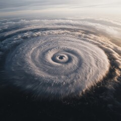 A hurricane making landfall with large destructive winds and rain.