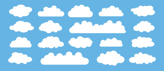 Fototapeta premium white cloud and blue sky vector set. cartoon clouds in flat design