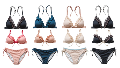 Collection of Ruffle Trim Bikini isolated on png