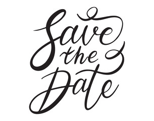 Save the date lettering postcard. Wedding phrase. Modern brush calligraphy poster