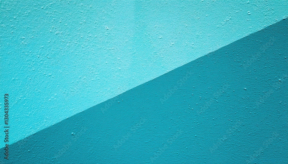 Poster textured turquoise wall with diagonal light and shadow contrast, abstract urban background for moder