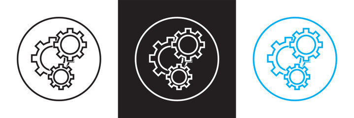 Workflow  Icons set. Line Editable Icons. Modern style of work process related icons: networking, progress, scheme, etc. Isolated on white and black background. Vector illustration. EPS 10